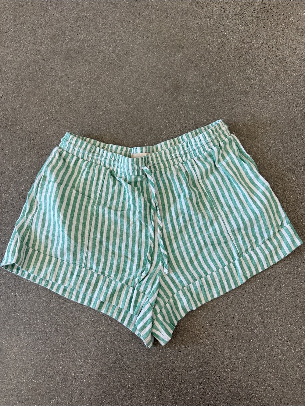 Striped Green Women's Drawstring Shorts